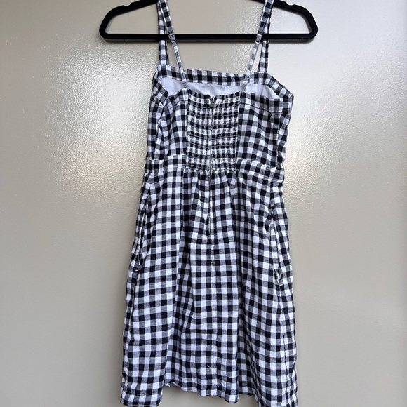 Black White Gingham Mini Sundress S Cottagecore Strappy Casual Beach Streetwear - Picture 2 of 9